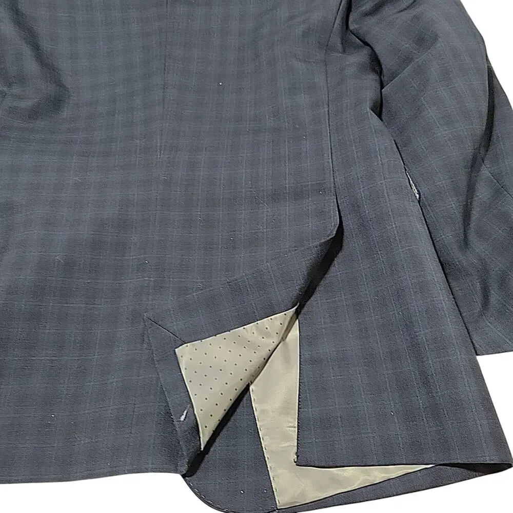 Plaid Sport Coat Perry Ellis Portfolio Men's Size 40R Blue Slim Fit Suit Jacket